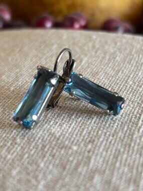 Sabika Blue Baguette Drop Earrings